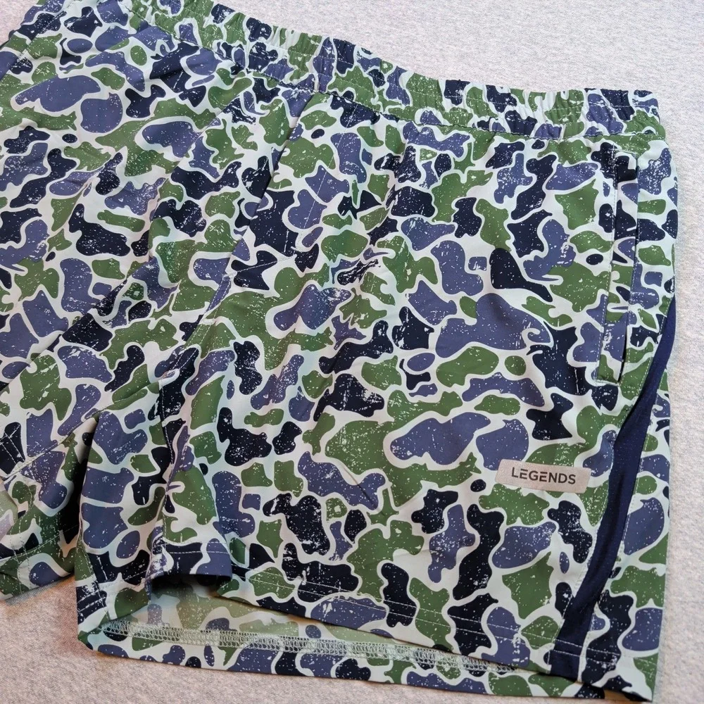 Legends Luka Shorts Mens XXL 2XL Green Blue Camo Lined Athletic Training Running